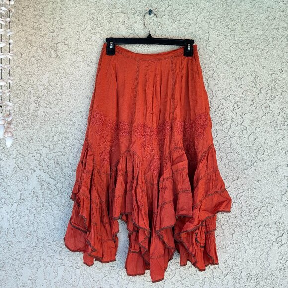 Indian-made Embroidered Ruffle Circle Skirt - Picture 1 of 2